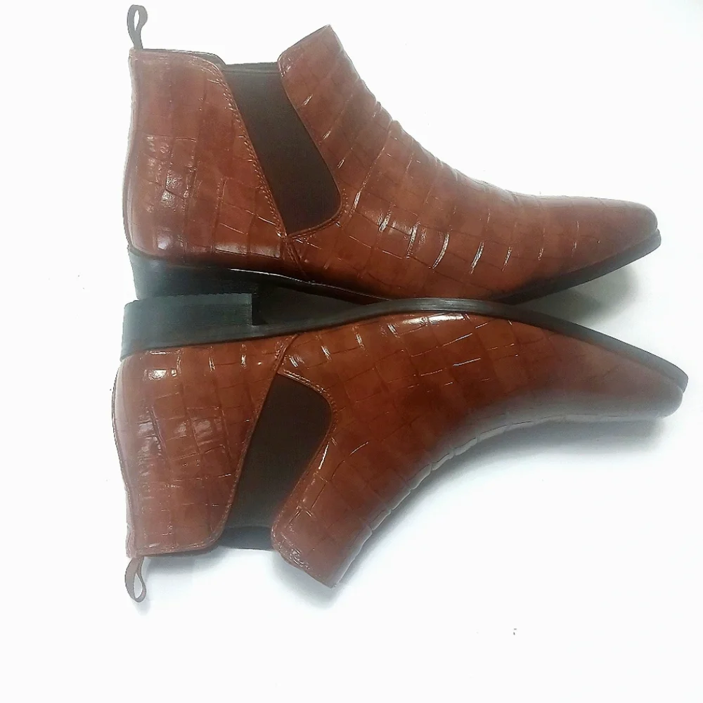 Elegant Brown Leather Men's Shoes Size 48 NWNB